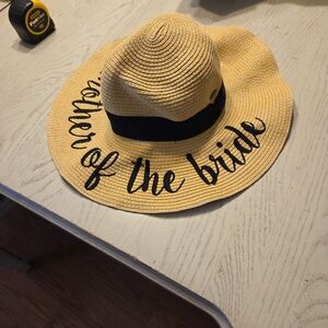 Straw Floppy Sun Hat with 'Mother of the Bride' Embroidered